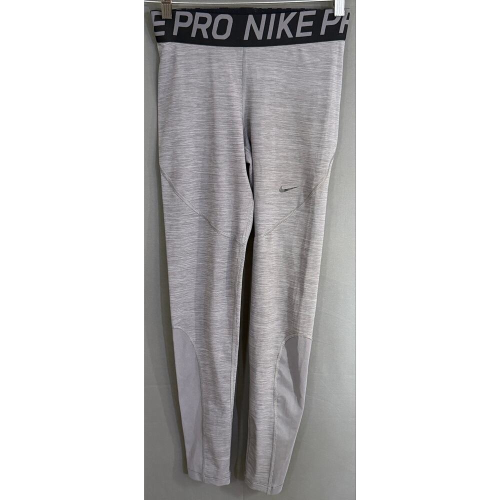 Nike Pro Women’s Mid-Rise Mesh-Panel Leggings M Gray Dri-FIT